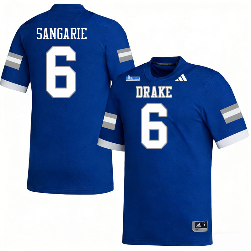 Drake Bulldogs #6 Shaku Sangarie College Football Jerseys,Uniforms-Blue